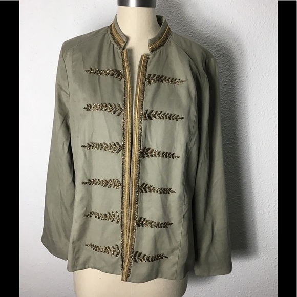 Chico’s army green open front jacket size large - Picture 1 of 5
